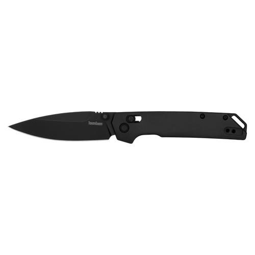 Kershaw 2038BLK Iridium DuraLock KVT Folding Knife - 3.4" Black PVD D2 Point Blade, Black Aluminum Handles, Reversible Clip, DuraLock